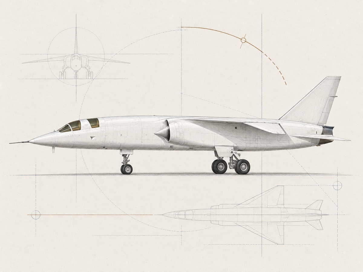Technical side-profile illustration of the British Aircraft Corporation TSR2 prototype