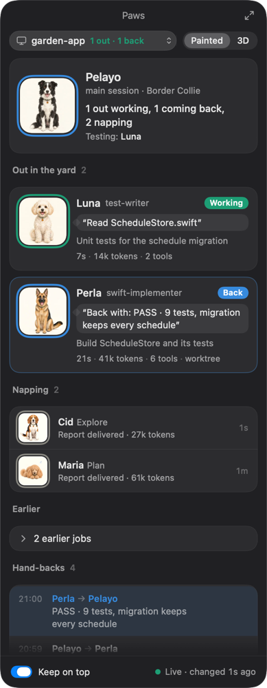 The same panel in dark mode.